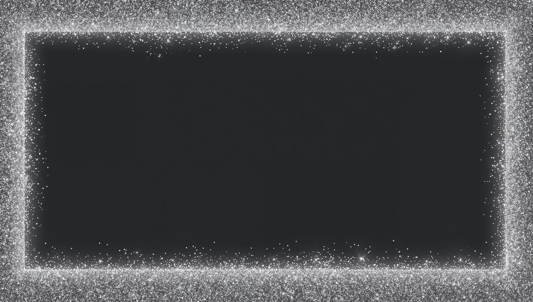 Charcoal Panel Framing Glowing Silver Sparkle Border Shimmering Minimal Monochrome Backdrop