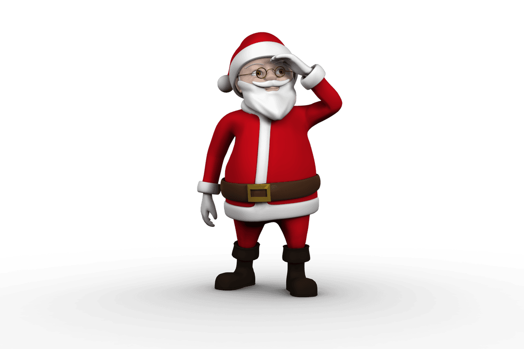 Joyful Santa Claus on Transparent Background Christmas Illustration