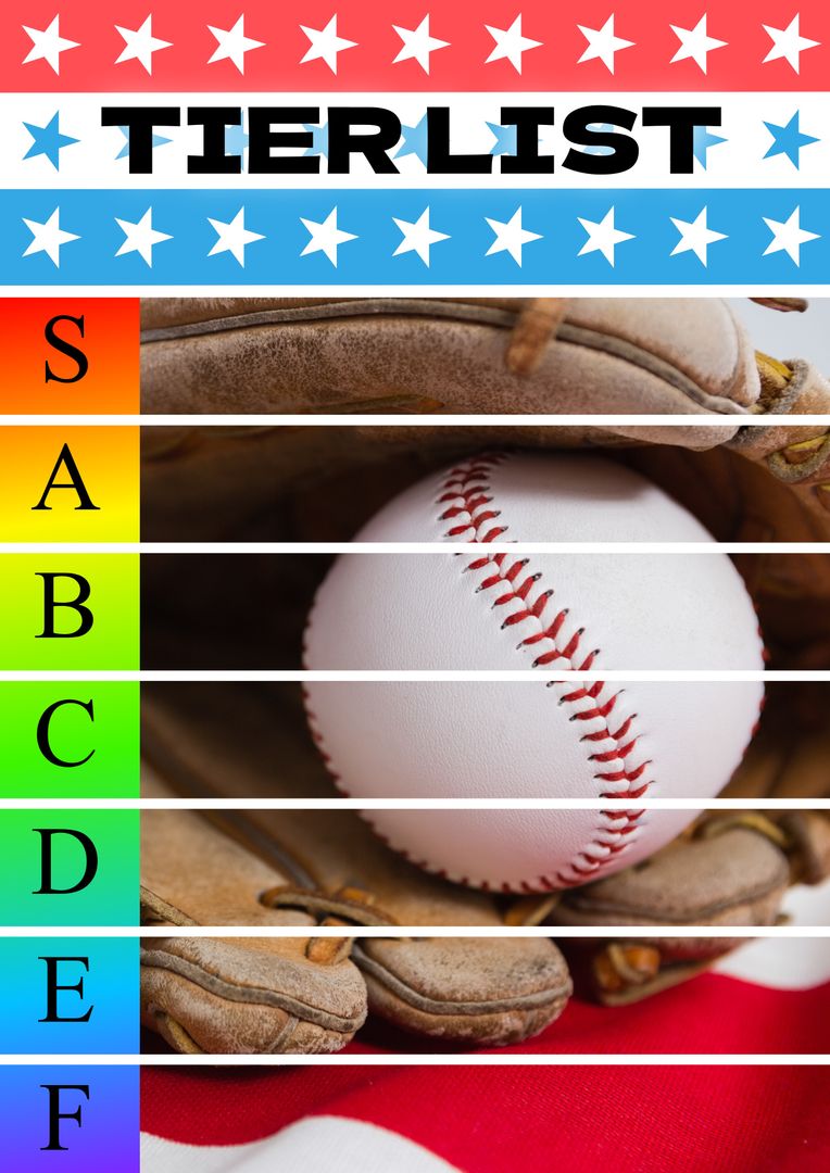 Multicolor Tier List Chart with Baseball and Glove Background - Download Free Stock Templates Pikwizard.com