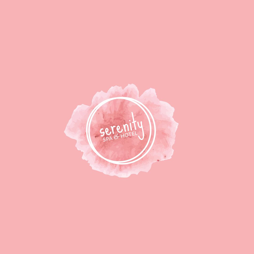 Serenity Spa and Hotel Logo with Pink Floral Design