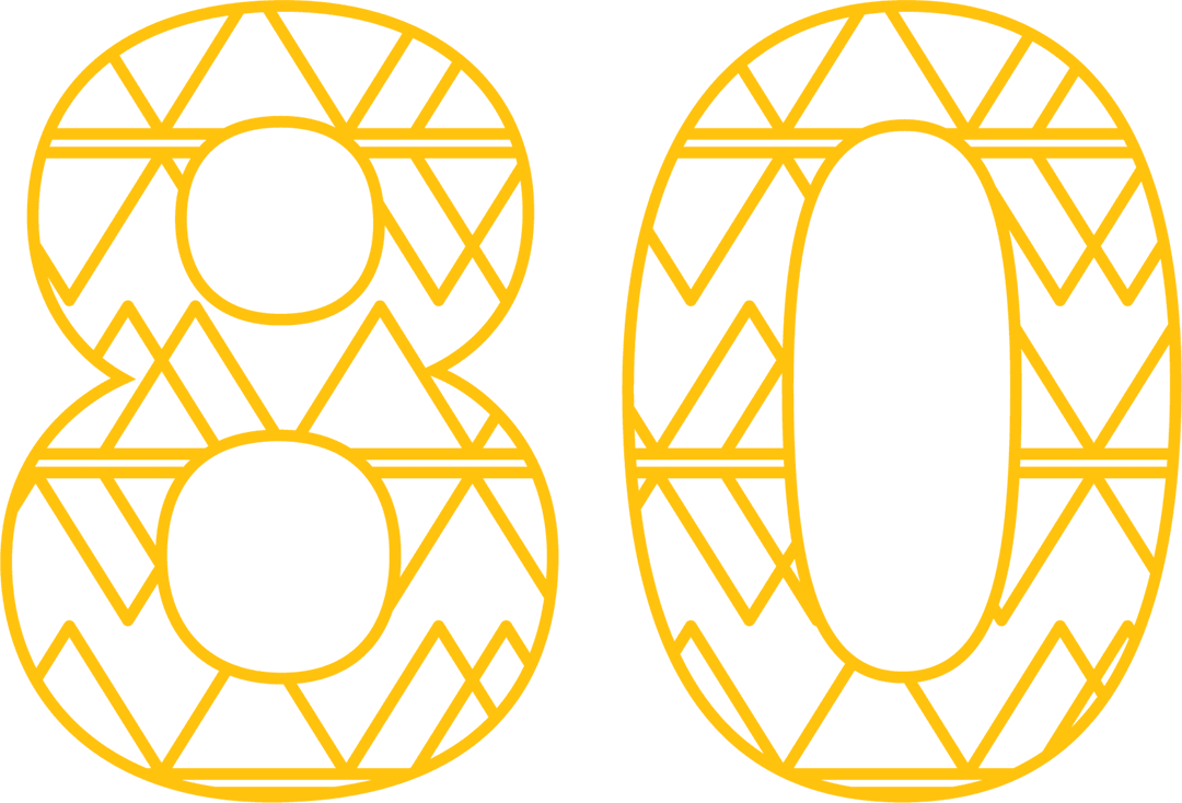 Transparent Yellow 80 Number Pattern on Clear Background Celebration