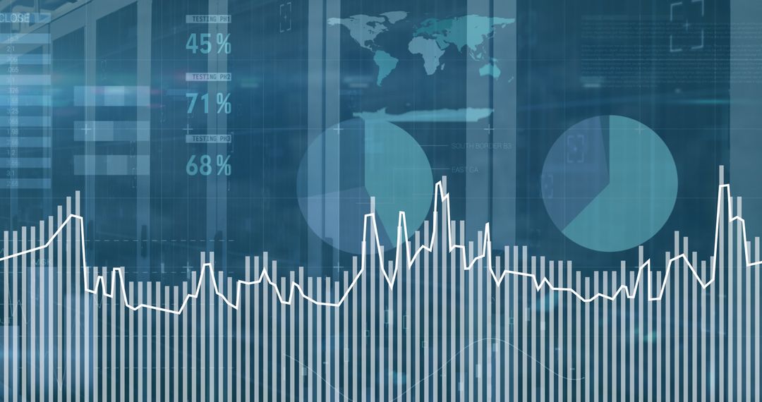 Financial Data Analysis with Graphs and Charts in Blue