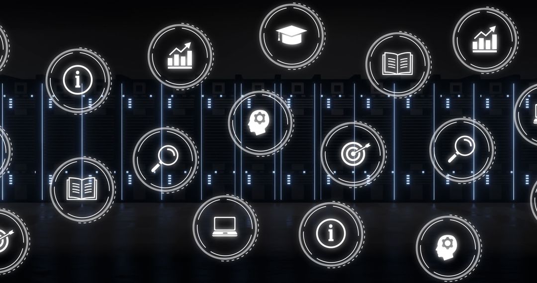 Digital Icons Network with Servers in Background for Cloud Computing - Free Images, Stock Photos and Pictures on Pikwizard.com