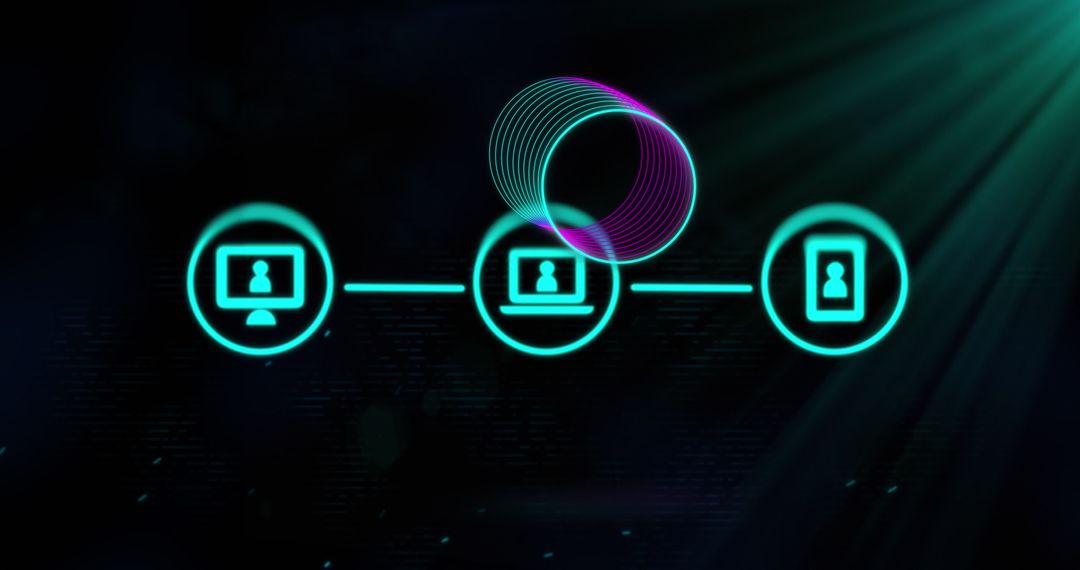 Interconnected Digital Icons Illustrating Technology and Connectivity