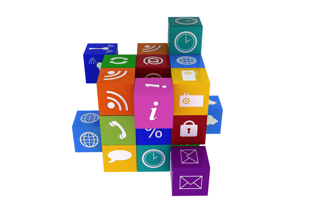 Colorful Technology and Social Media Icons Collection Transparent Background