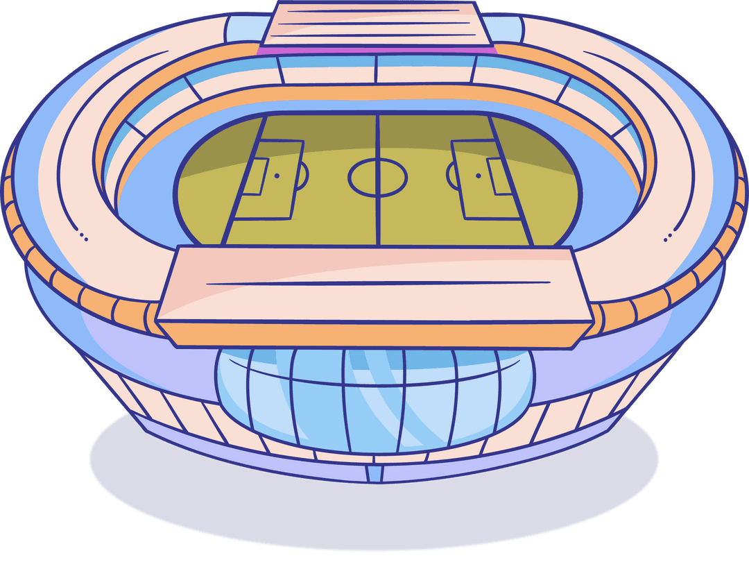 Illustration of Modern Soccer Stadium on Transparent Background