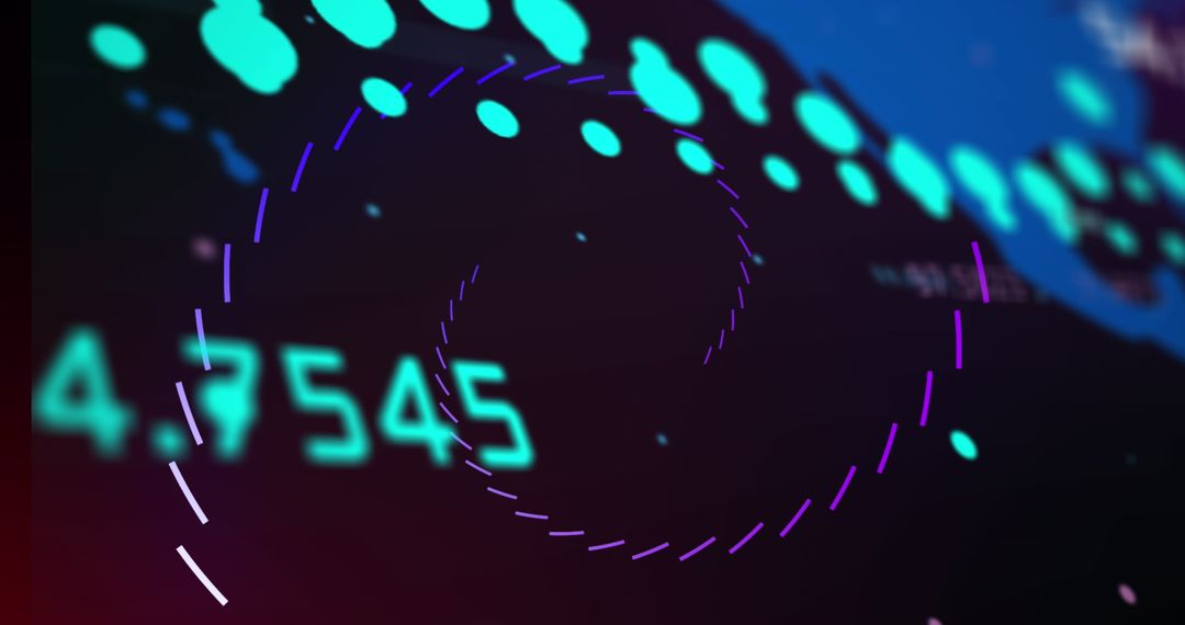 Digital Financial Data Visualization on Global Map Background