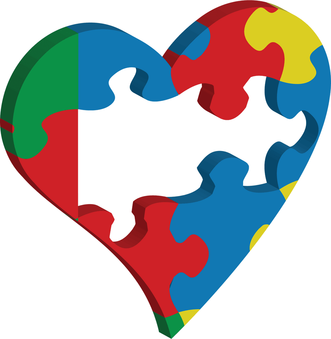 Transparent Heart of Puzzle Pieces Symbolizing Autism Awareness