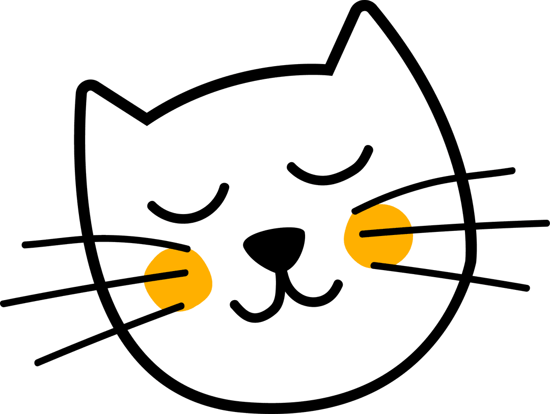 Cartoon Cat Head Illustration with Transparent Background Artistic Design