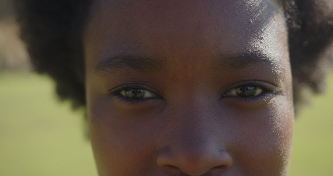Close-Up Expression Focused on Eyes with Green Background