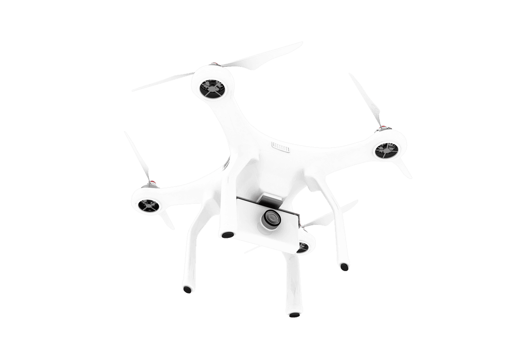 Transparent QuadCopter Drone Featuring Modern Security Camera