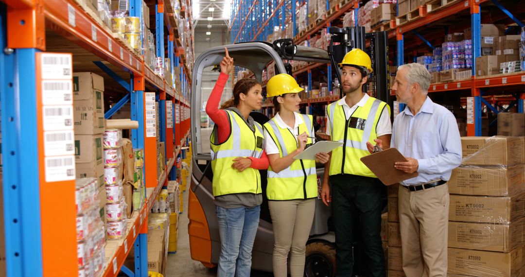 Warehouse Workers Discussing Inventory Management with Supervisor - Free Images, Stock Photos and Pictures on Pikwizard.com