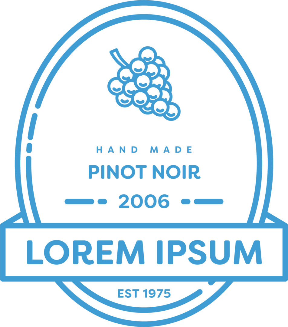 Transparent Vector Wine Label with Grapes and Placeholder Text