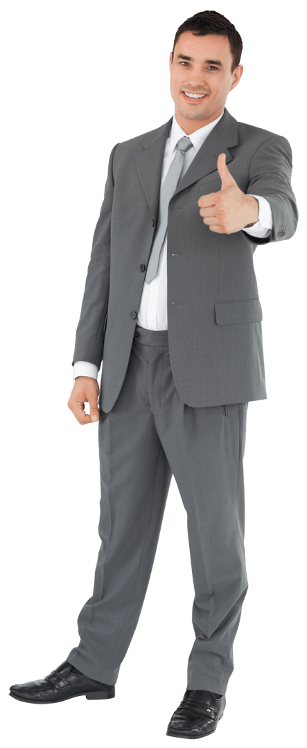 Caucasian Businessman Transparent with Thumbs Up in Suit