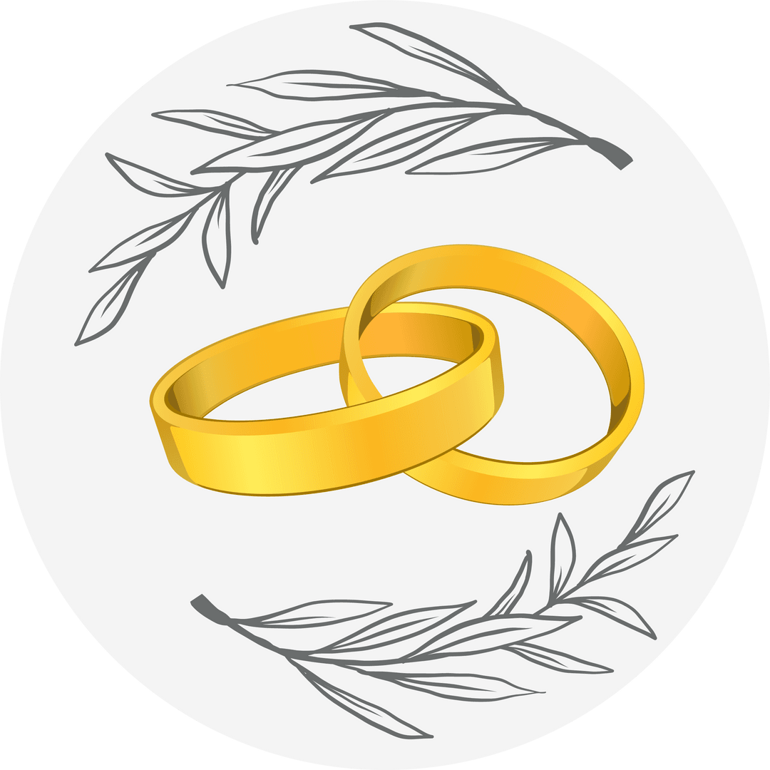 Transparent Overlapping Wedding Rings with Elegant Gray Sprigs