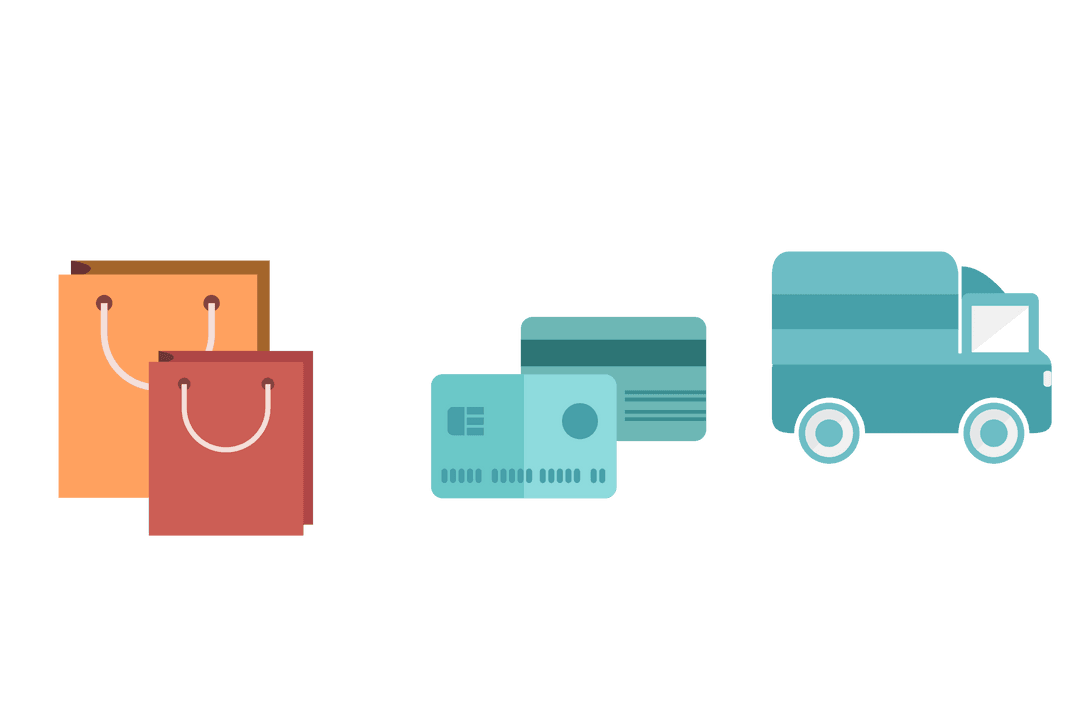 Transparent Shopping Icons Set With Truck and Cards