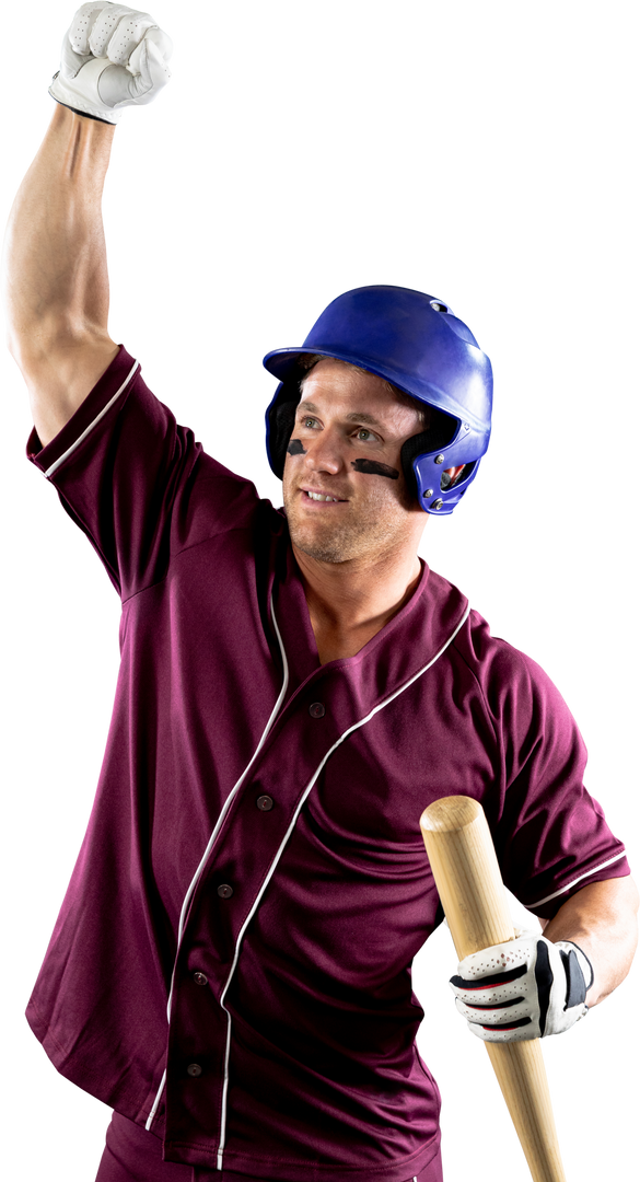 Successful Male Baseball Player Festive with Baseball Bat on Transparent Background - Download Free Stock Images Pikwizard.com