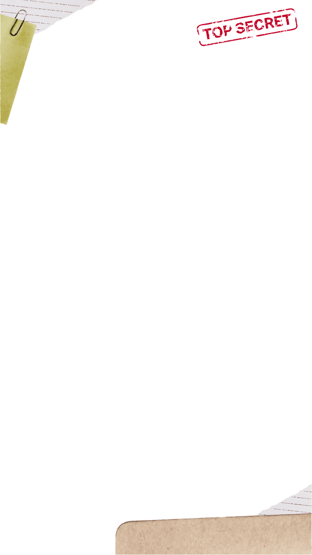 Transparent Secret Dossier with Stationary Elements and Red Stamp