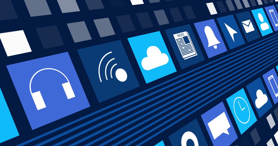 Abstract Digital Interface with Social Media Icons