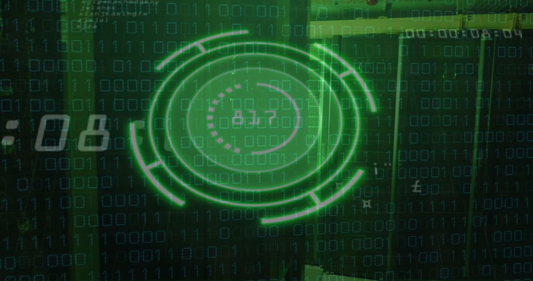 Digital Data Processing Over Server Room with Futuristic Design