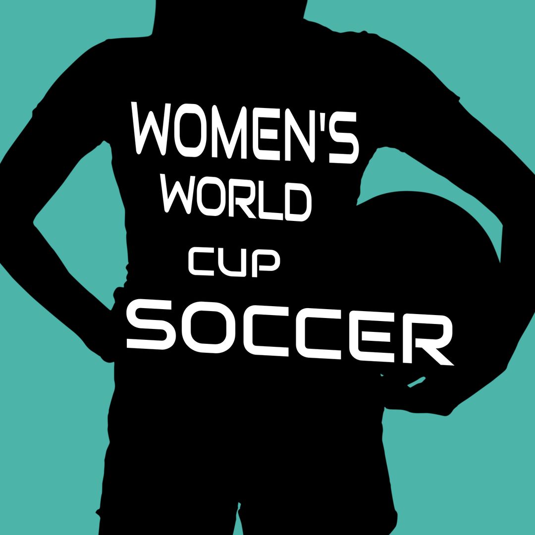 Silhouette of Female Soccer Player with World Cup Text