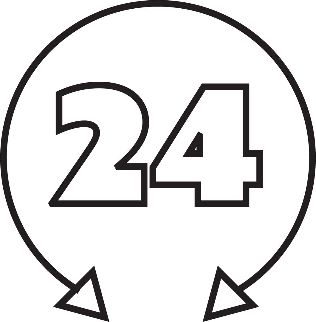 Transparent 24 Hour Refresh Symbol with Arrows