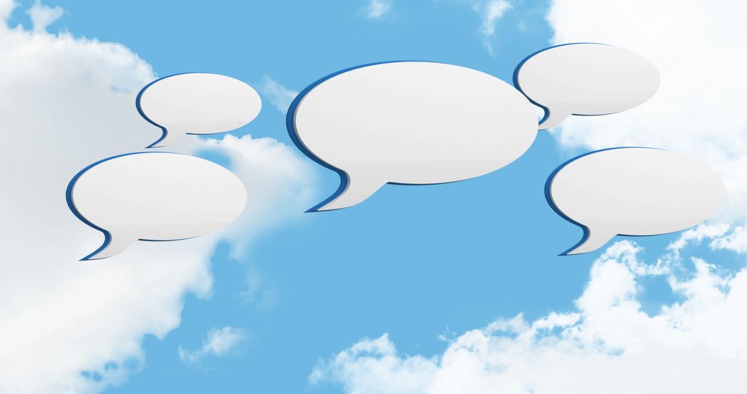 Speech Bubbles in Cloudy Sky Symbolizing Global Communication