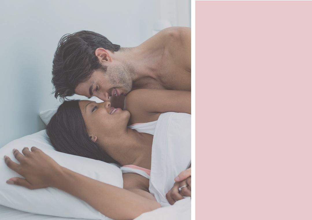 Romantic Couple Embracing in Bed Displaying Tender Connection