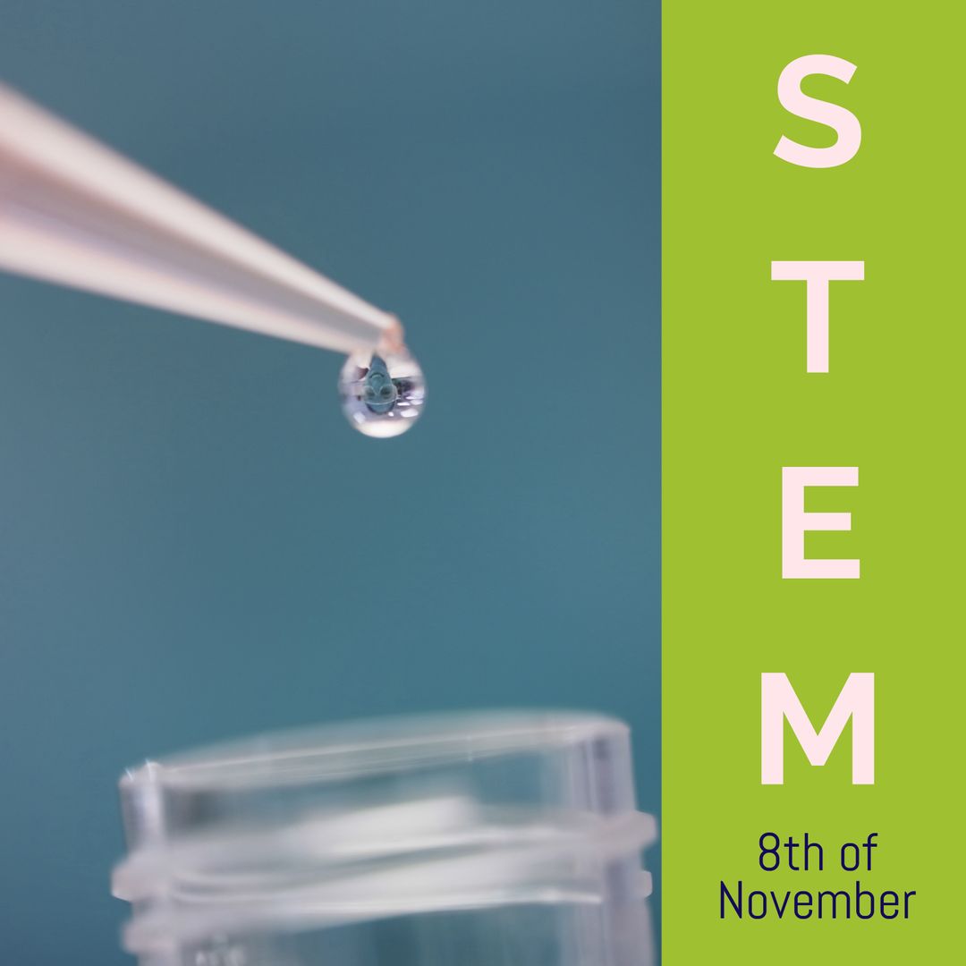 STEM Event Announcement with Liquid Pipette in Laboratory - Download Free Stock Templates Pikwizard.com