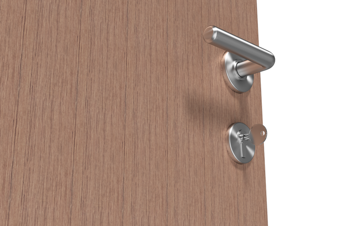 Transparent Modern Wooden Door with Key in Lock - Low Angle View - Download Free Stock Images Pikwizard.com