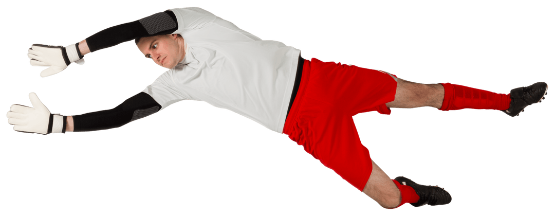 Transparent Image of Goalkeeper Leaping to Save