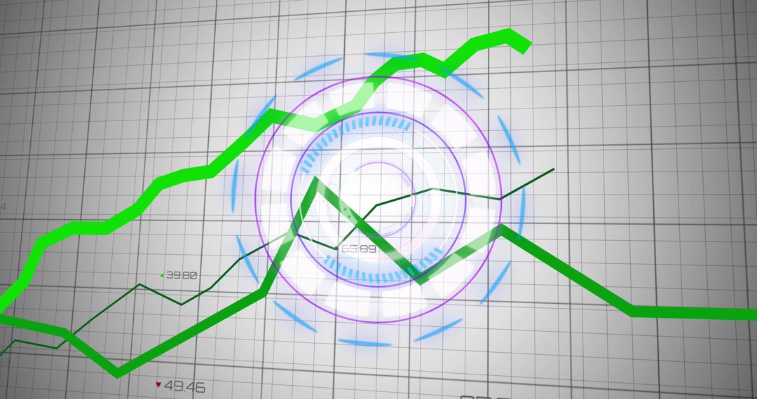 Futuristic Cryptocurrency Market Chart with Green Line Progression
