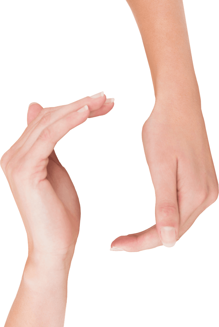 Transparent Stacked Woman's Hands Set Against Background