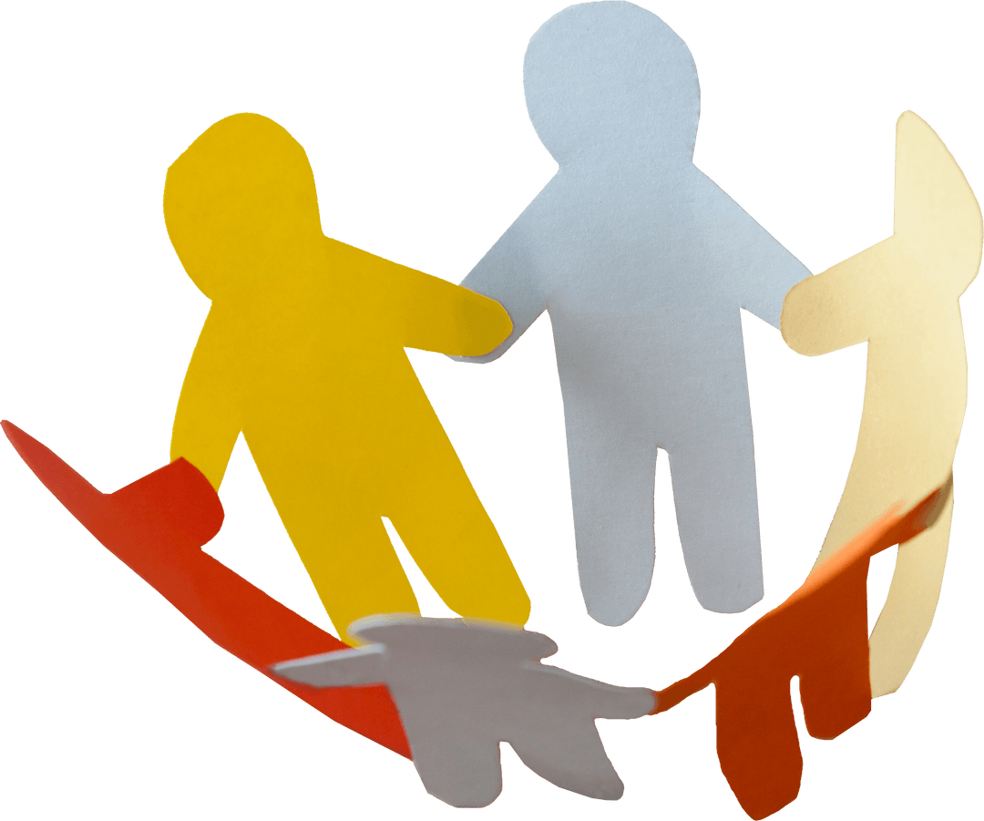 Colorful Transparent Paper Figures Holding Hands