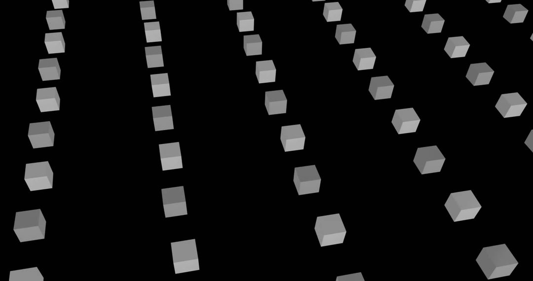 Floating Grey Cubes Grid on Black Background