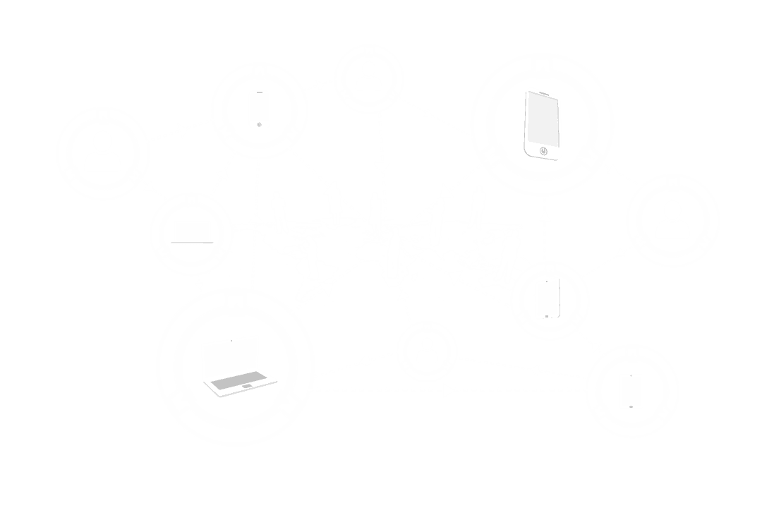 Network of Connections with Technology Icons Transparent Background