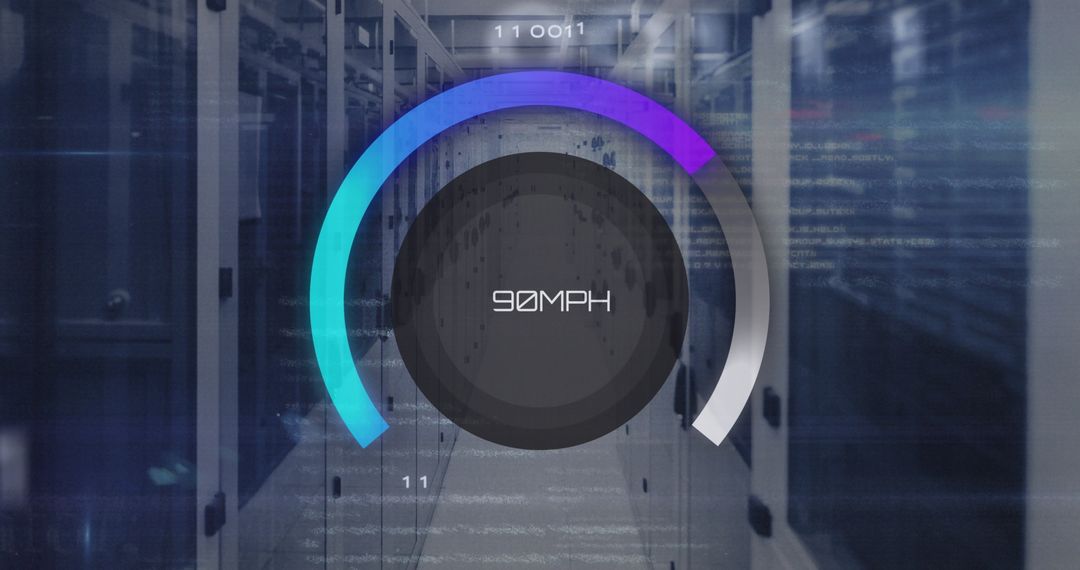 Digital Speedometer Overlay on Server Room