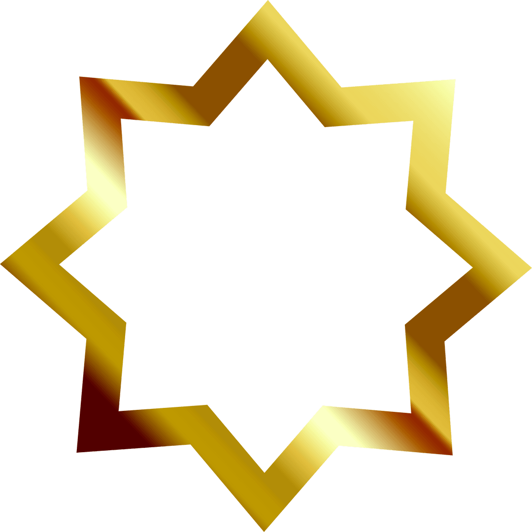 Gold Geometric Star Shape on Transparent Background