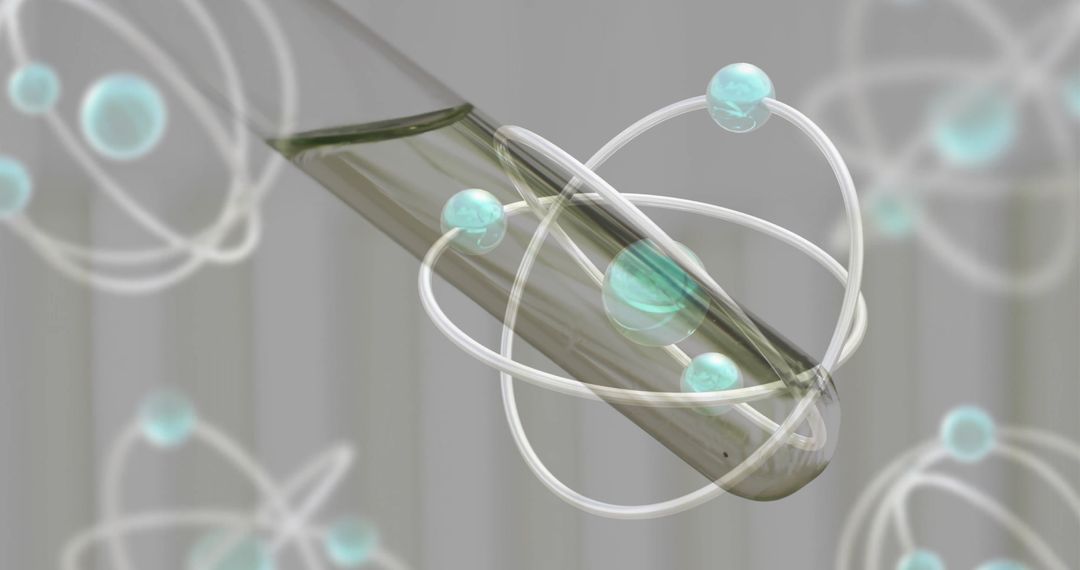 Atoms Surrounding Test Tube in Science Laboratory