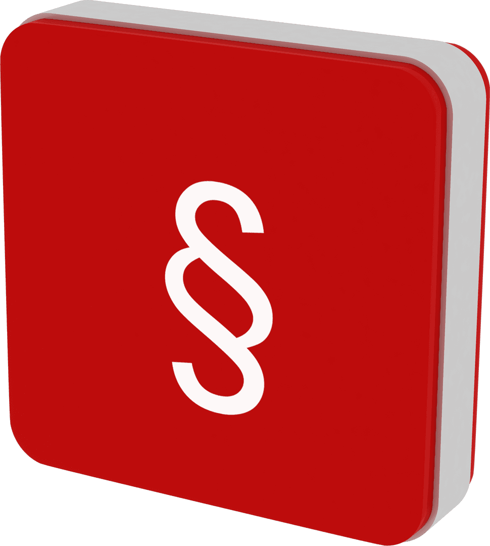 Transparent Red Legal Symbol Icon on 3D Block