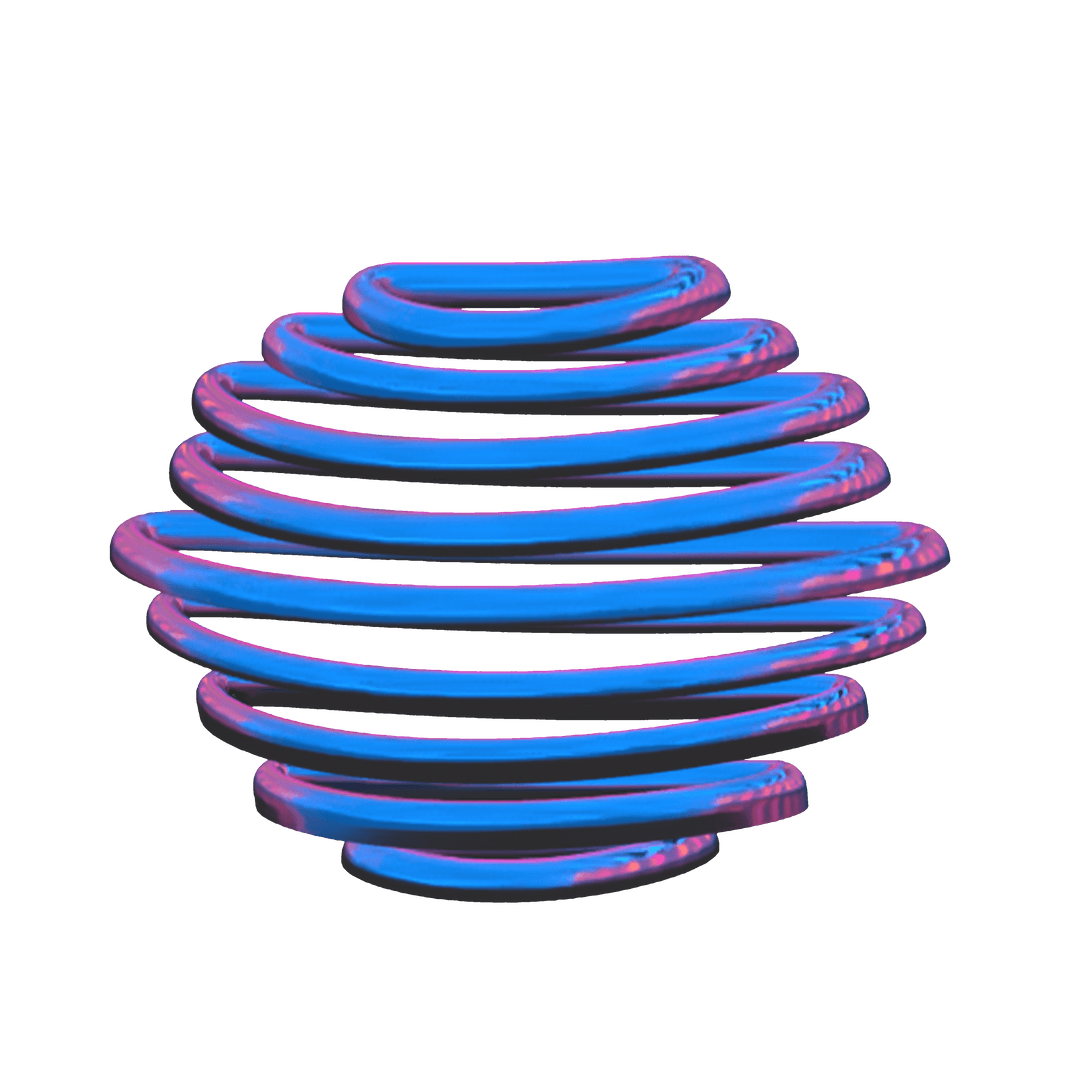 Futuristic Spiral Sphere Floating on Transparent Background