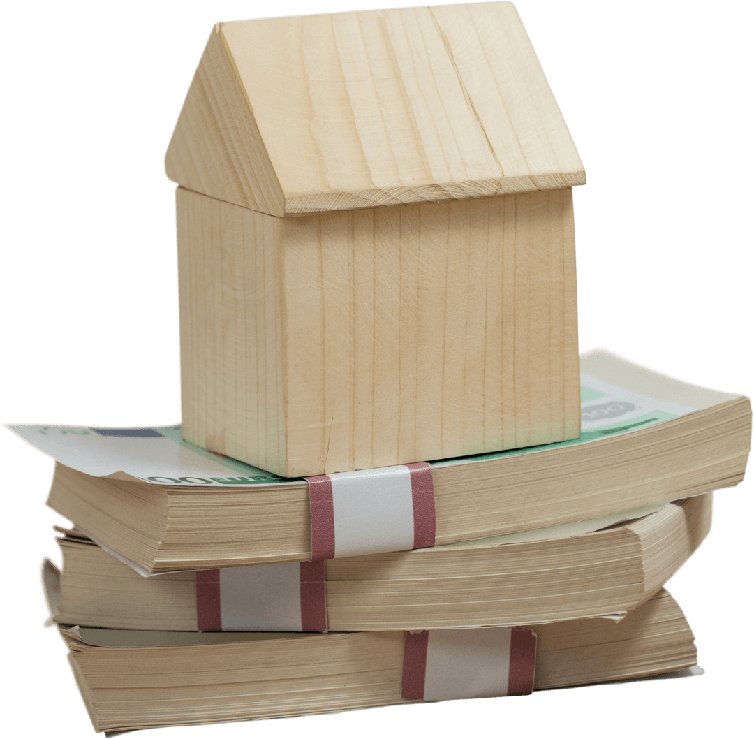 Transparent Model House on Stacked Money representing Wealth