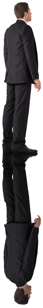 Caucasian Businessman on Transparent Background with Reflected Image