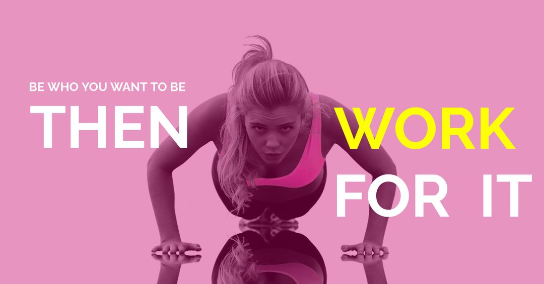 Determined Woman Doing Push-Ups Motivational Fitness Poster