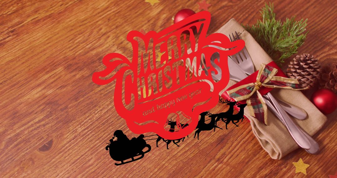 Festive Christmas Greetings on Rustic Table Setup