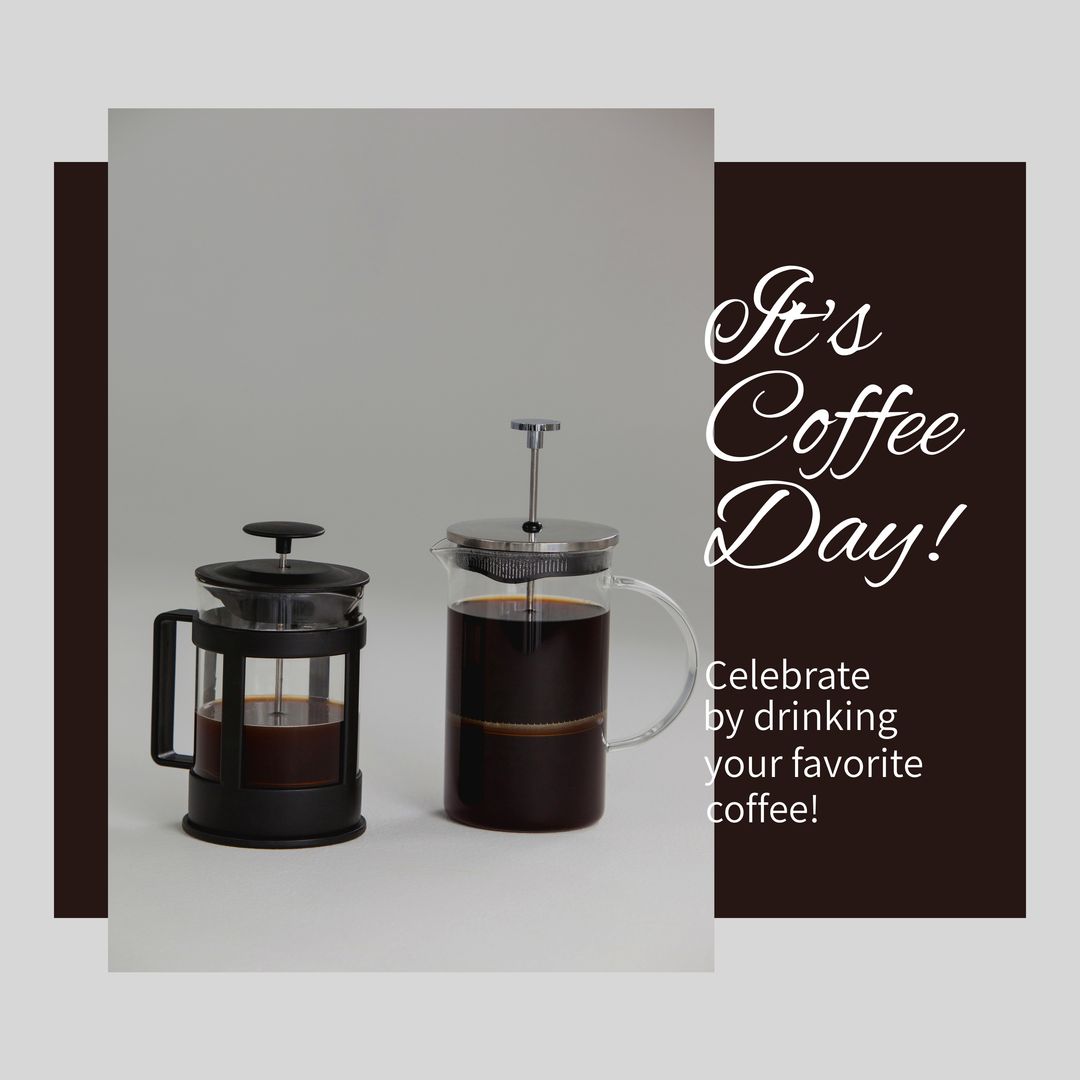 Celebrating Coffee Day with French Press Delight - Download Free Stock Templates Pikwizard.com