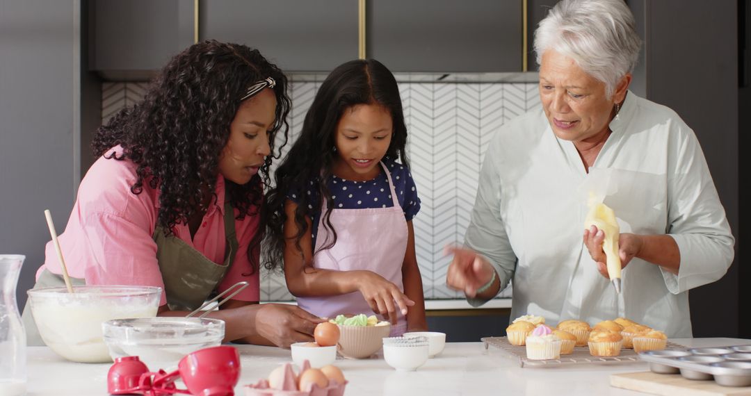 Multigenerational Family Enjoying Baking Together in Kitchen