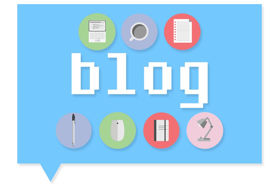 Transparent Blog Text with Colorful Blogging Icons
