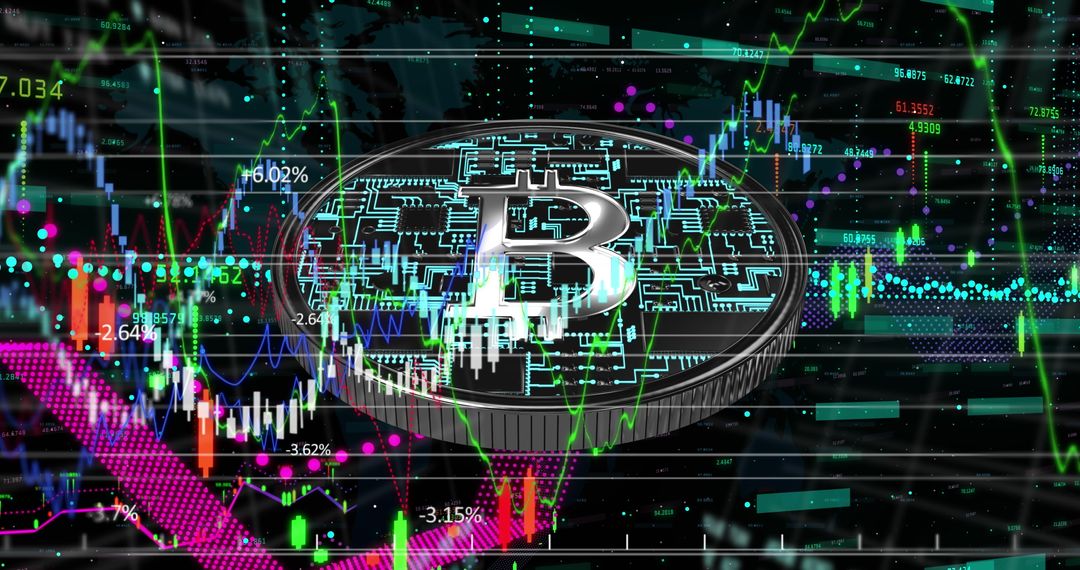 Digital Currency Analysis with Futuristic Data Graphics