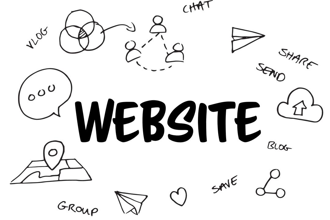 Abstract Social Media and Communication Icons on Transparent Background